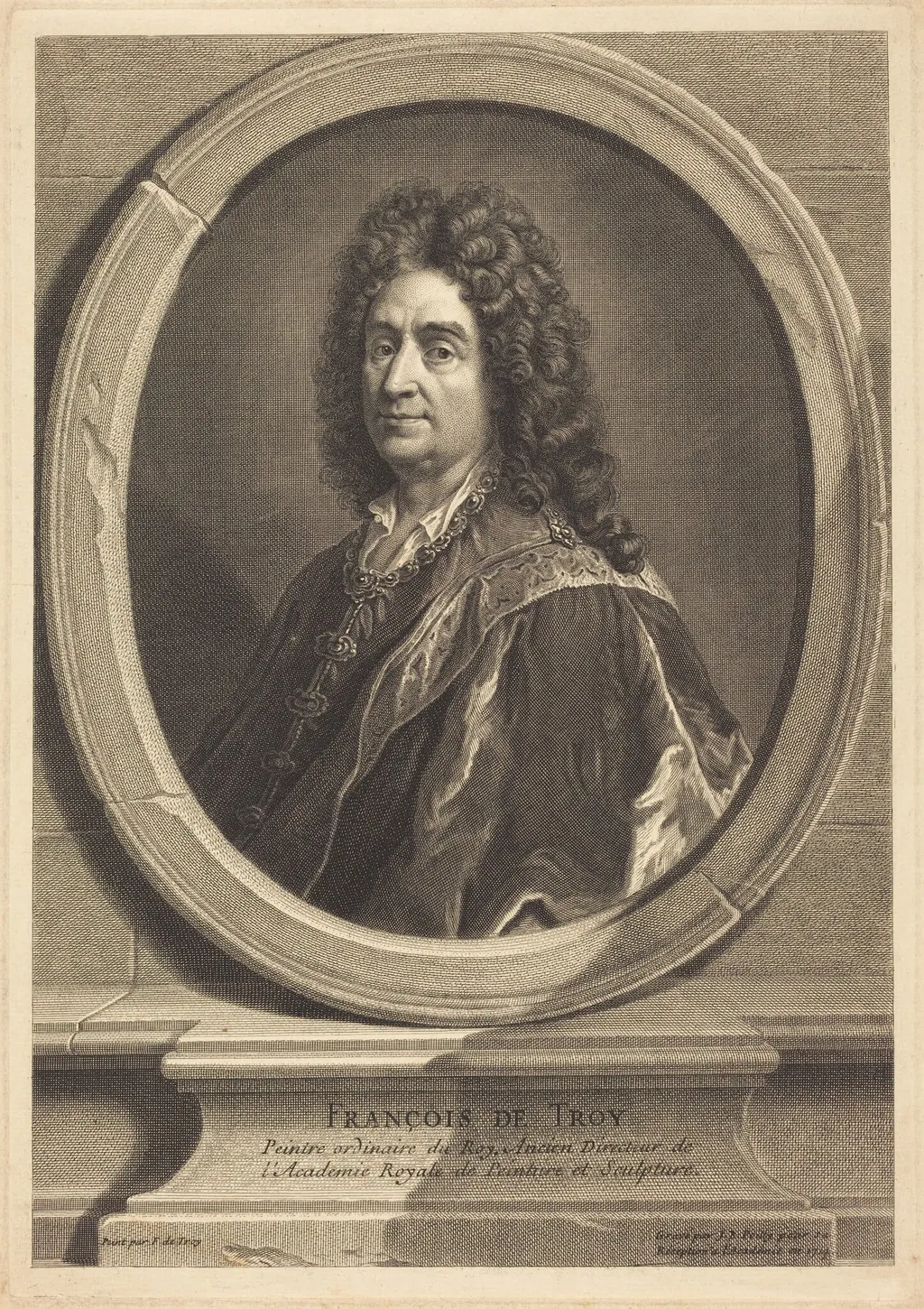 Francois de Troy, by Jean-Baptiste de Poilly, ink, 1714