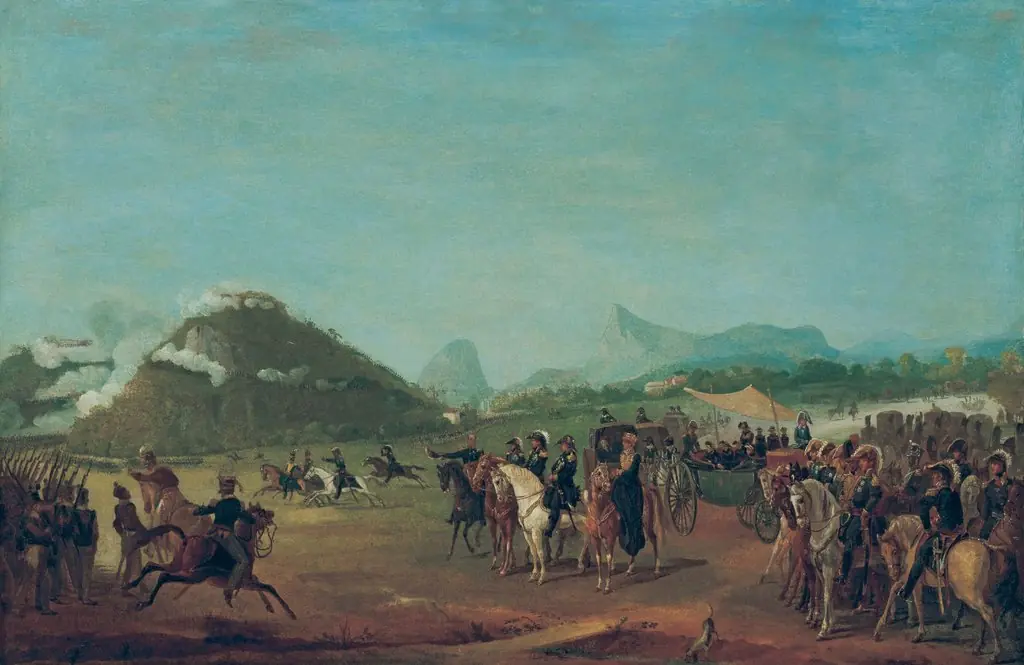 Revista das tropas destinadas a Montevidéu, na Praia Grande, by Jean-Baptiste Debret