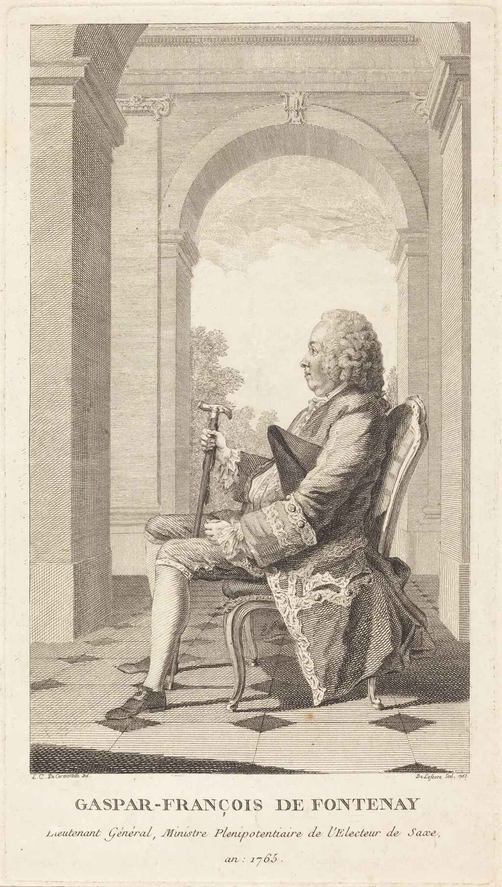 Gaspar-François de Fontenay, by Jean-Baptiste Delafosse, ink, 1765