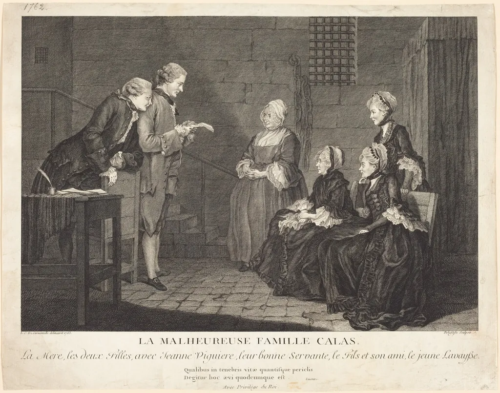 La malheureuse famille Calas (The Unfortunate Calas Family), by Jean-Baptiste Delafosse, ink, 1765