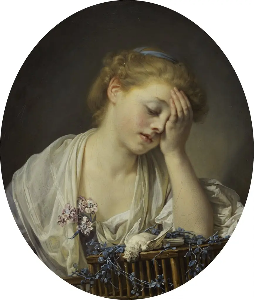A Girl with a Dead Canary, by Jean-Baptiste Greuze, 1765