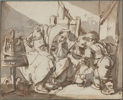 A Tired Woman with Two Children, by Jean-Baptiste Greuze