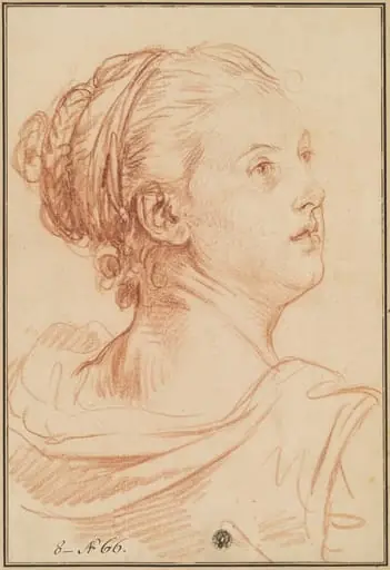 Head of a Woman Looking Back Over Her Shoulder, by Jean-Baptiste Greuze