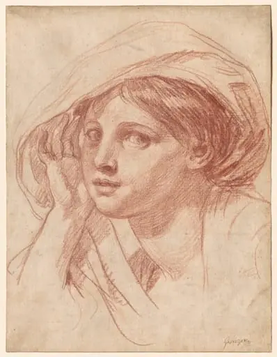 Head of a Young Woman, by Jean-Baptiste Greuze