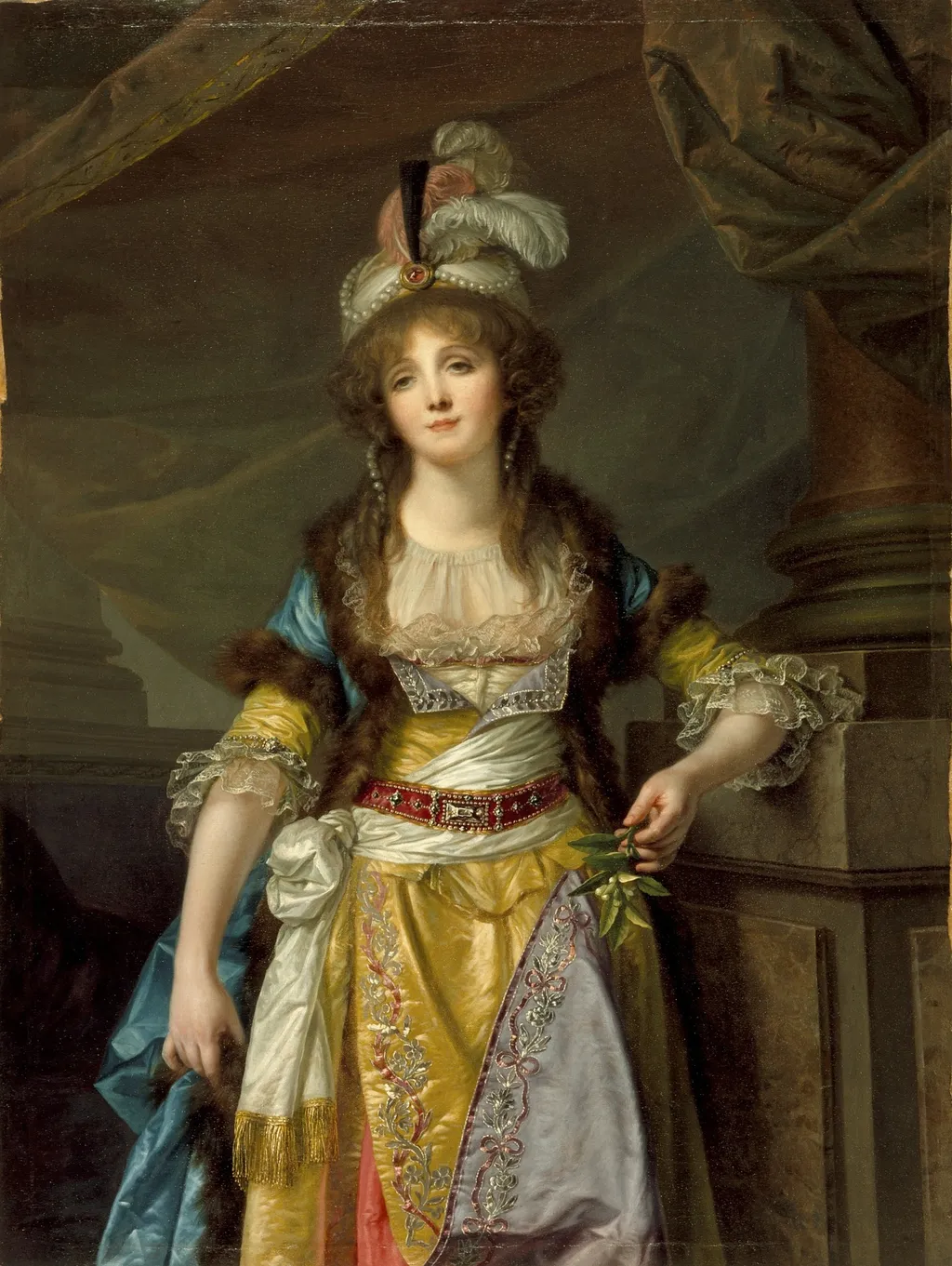 Portrait of a Lady in Turkish Fancy Dress, by Jean-Baptiste Greuze, oil, 1796