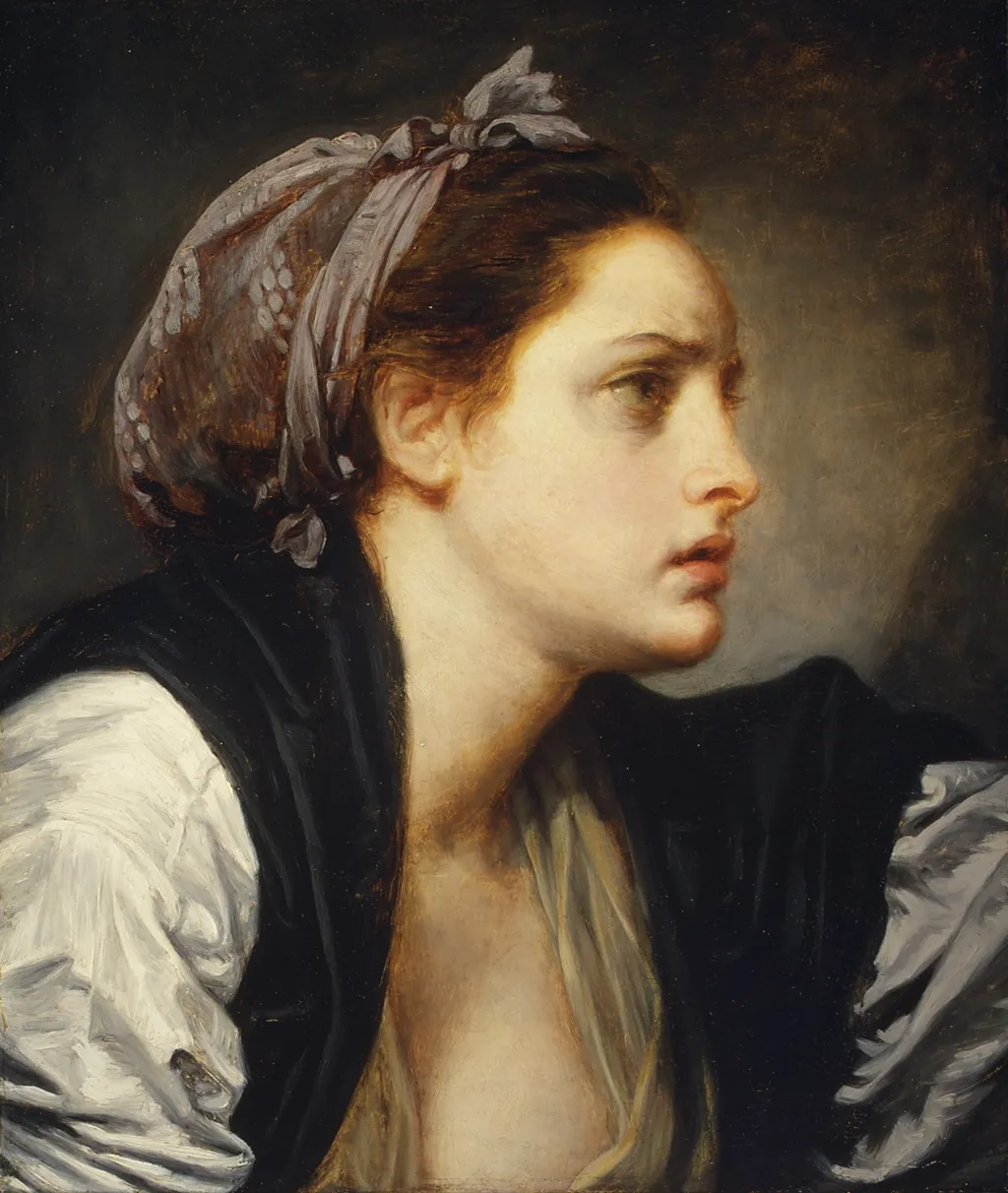 Study Head of a Woman, by Jean-Baptiste Greuze, oil, 1790