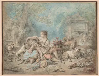 A Shepherd and a Shepherdess Resting, by Jean-Baptiste Hüet