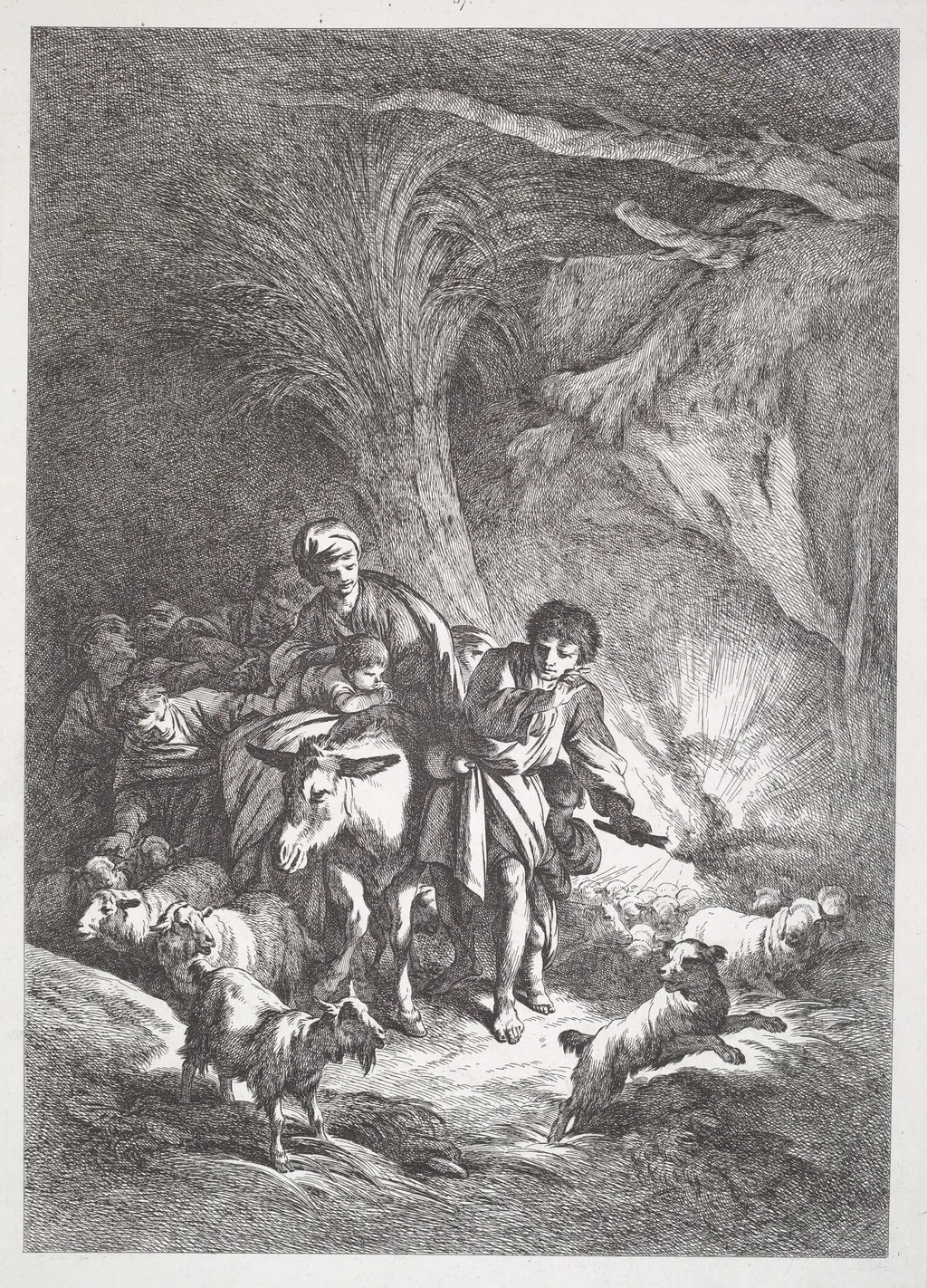 The Flight into Egypt, by Jean-Baptiste Hüet, ink, 1798