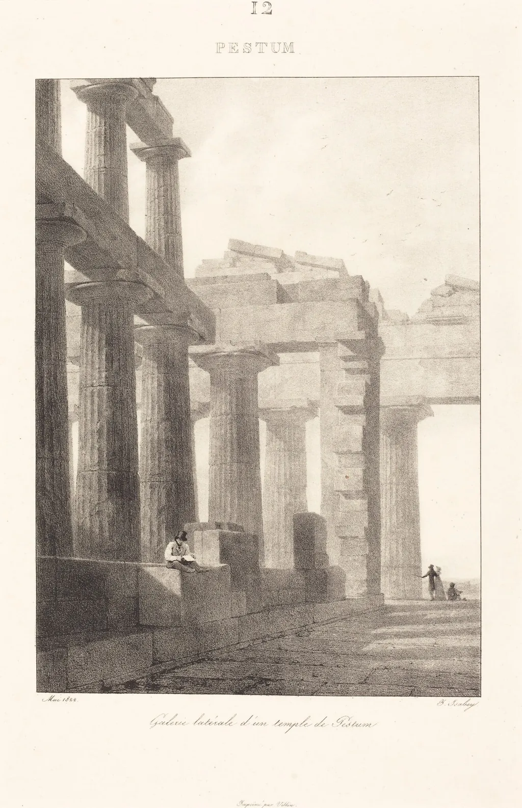 Galerie latérale d'un temple de Pestum, by Jean-Baptiste Isabey, ink, 1822