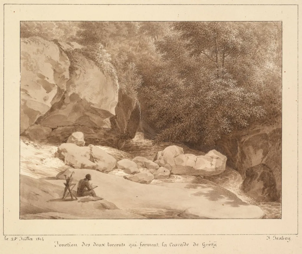 Jonction des deux torrents qui forment la Cascade de Grésy, by Jean-Baptiste Isabey, 1814