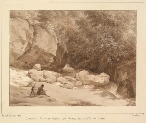 Jonction des deux torrents qui forment la Cascade de Grésy, by Jean-Baptiste Isabey