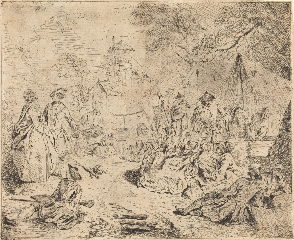 Troops Resting, by Jean-Baptiste Joseph Pater, ink, 1722