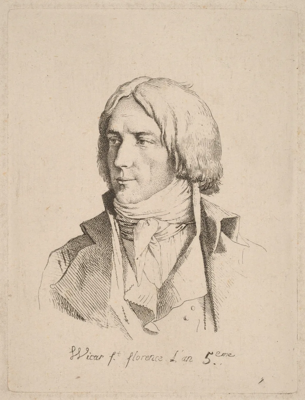 Self-Portrait, by Jean-Baptiste Joseph Wicar, ink, 1797