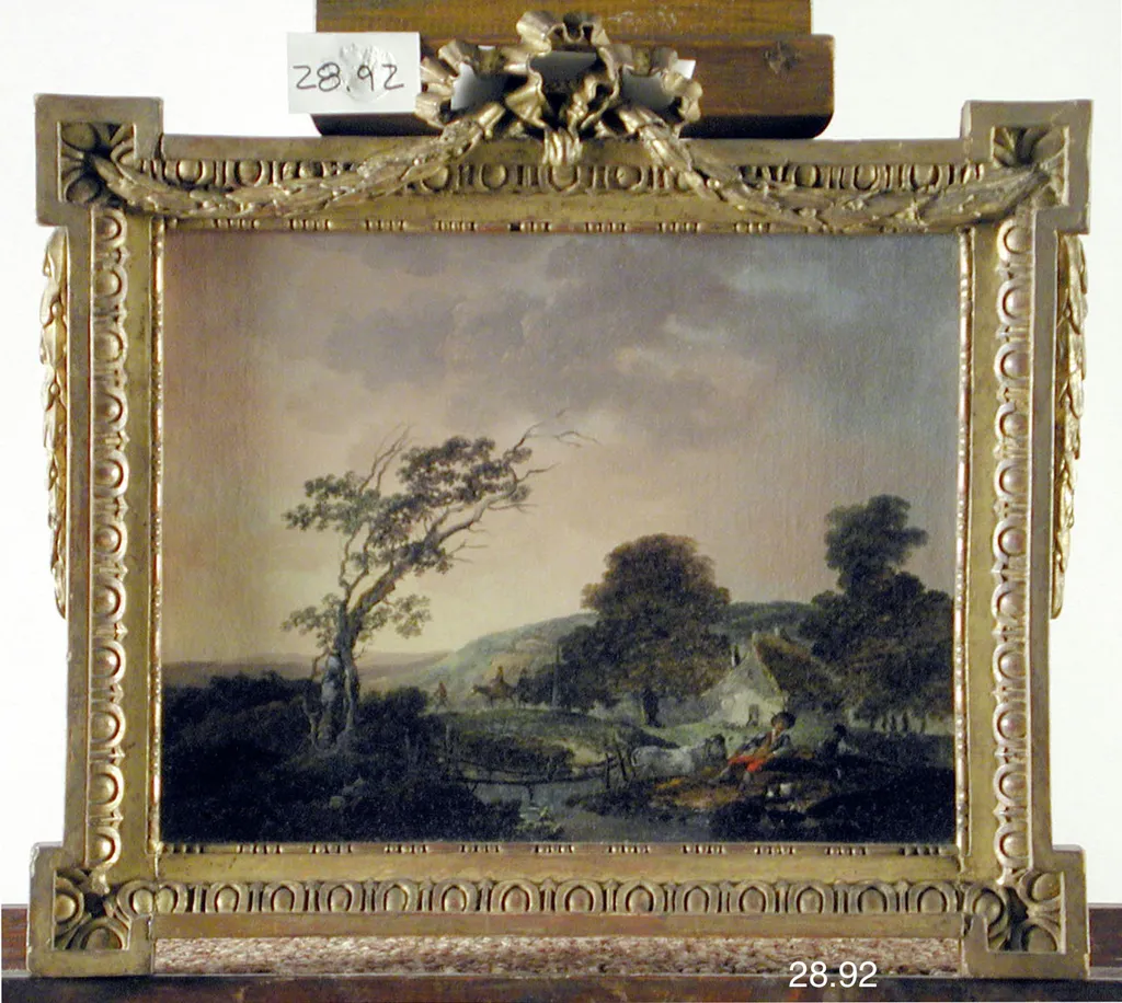 Landscape with Cowherd, by Jean-Baptiste Le Prince, oil, 1770
