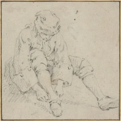 Man Pulling on His Shoe, by Jean-Baptiste Le Prince