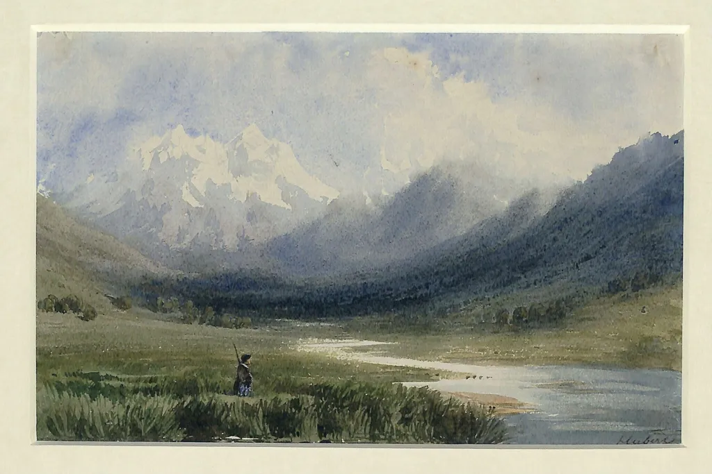 Ortler Spitz, Tirol, by Jean-Baptiste Louis Hubert, watercolor, 1850