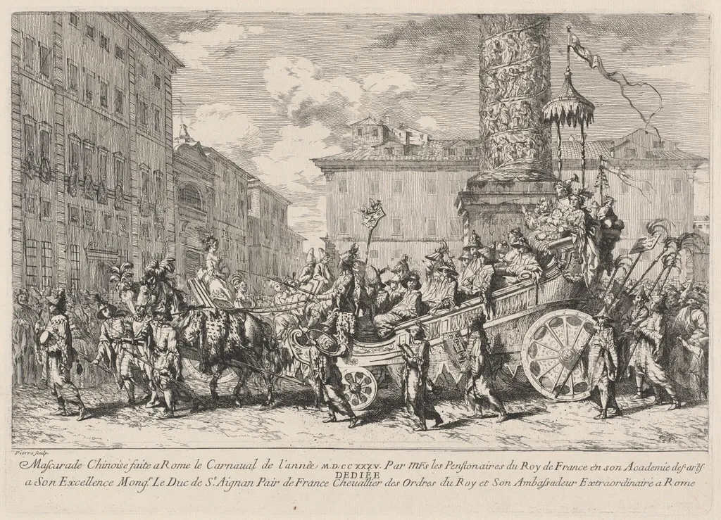 Mascarade Chinoise faite a Rome (Chinese Masquerade), by Jean-Baptiste-Marie Pierre, ink, 1735