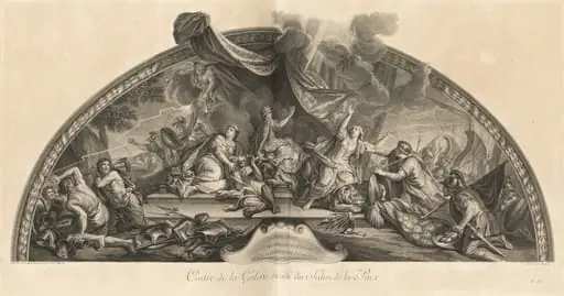 La Hollande accepte la paix et se détache de l'Allemagne et de l'Espagne 1678 Cintre de la Galerie du côté du Salon de la Paix (Holland Accepts Peace and Detaches Itself from Germany and Spain 1678, Center of the Gallery next to the Salon of Peace) [pl. 33], by Jean-Baptiste Massé