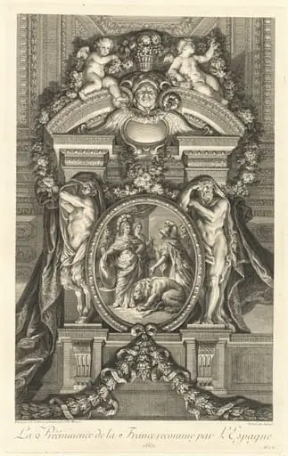 La Prééminence de la France reconnue par l'Espagne 1662 (The Preeminance of France Recognized by Spain 1662) [pl. 17], by Jean-Baptiste Massé