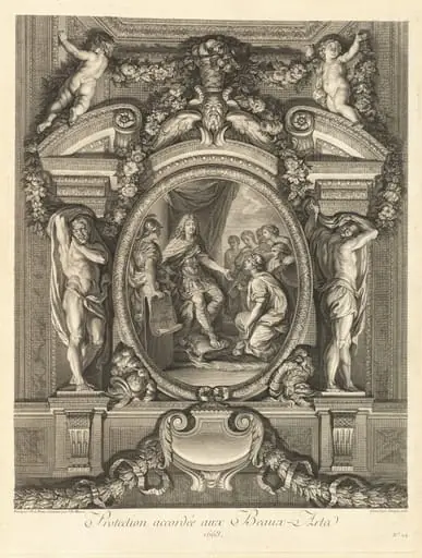 Protection accordée aux beaux-arts 1663 (Protection Granted to the Fine Arts 1663) [pl. 24], by Jean-Baptiste Massé
