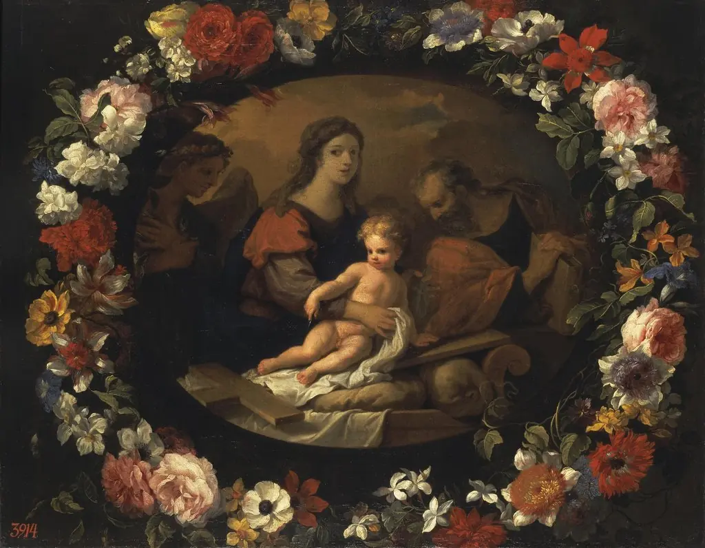 Holy Family within the Garland of Flowers, by Jean-Baptiste Monnoyer