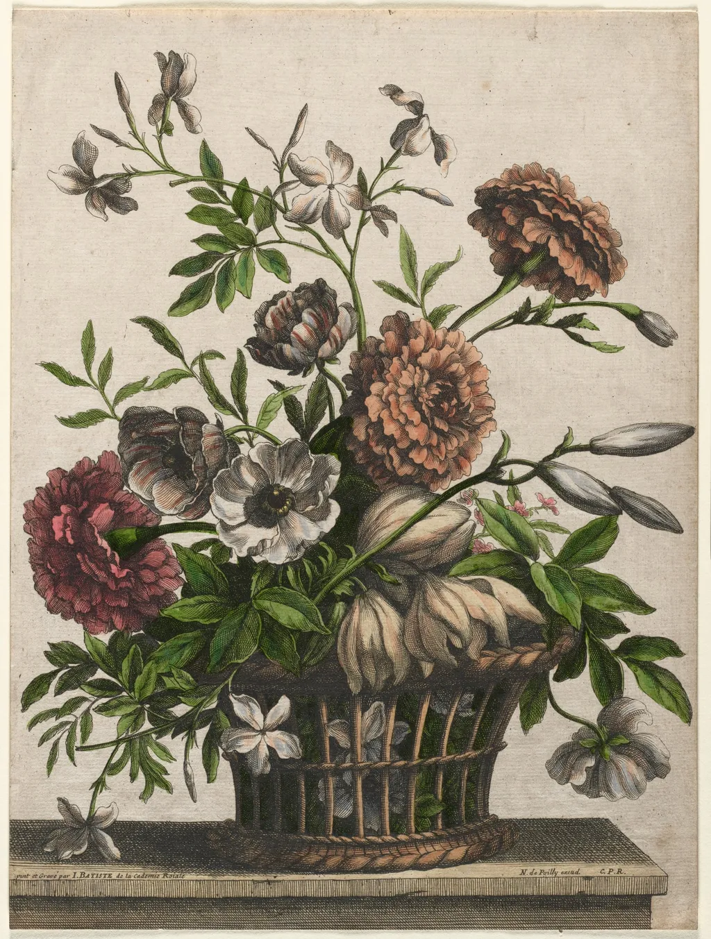 Marigolds, single Anemone, Jasmine..., by Jean-Baptiste Monnoyer, 1688