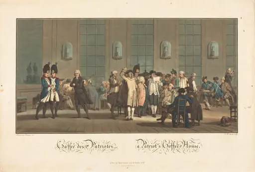 Caffeé des Patriotes - A Patriot's Coffée House, by Jean-Baptiste Morret