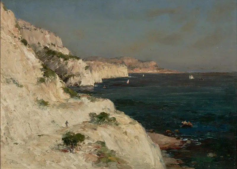 Seascape with Rocks, by Jean-Baptiste Olive, oil