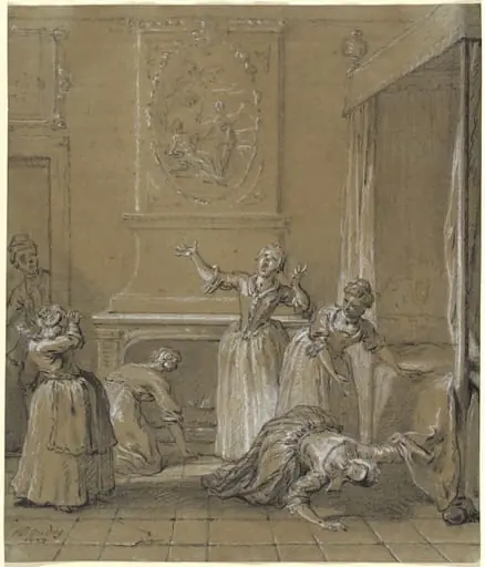 On trouve le corps mort de l'hote que l'on avait cache, by Jean-Baptiste Oudry