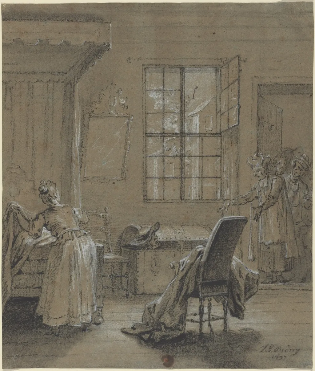 Ragotin dans le coffre, by Jean-Baptiste Oudry, chalk, 1737