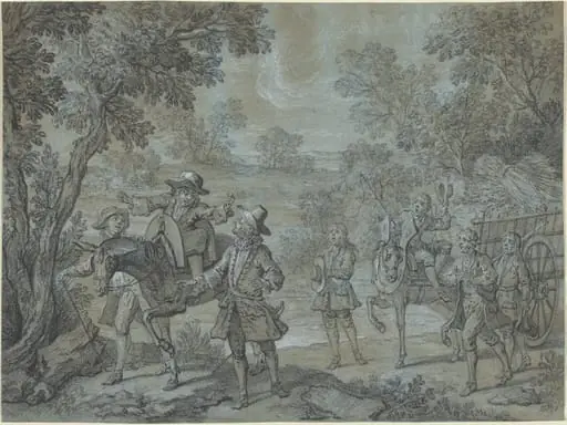 Ragotin declame des vers; des paysans croient qu'il preche, by Jean-Baptiste Oudry