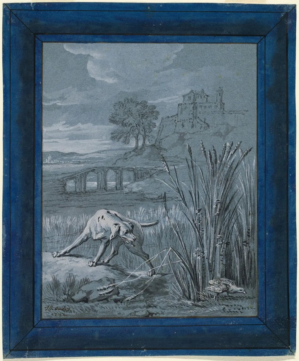 The Partridge Saves Her Young, by Jean-Baptiste Oudry, ink, 1732