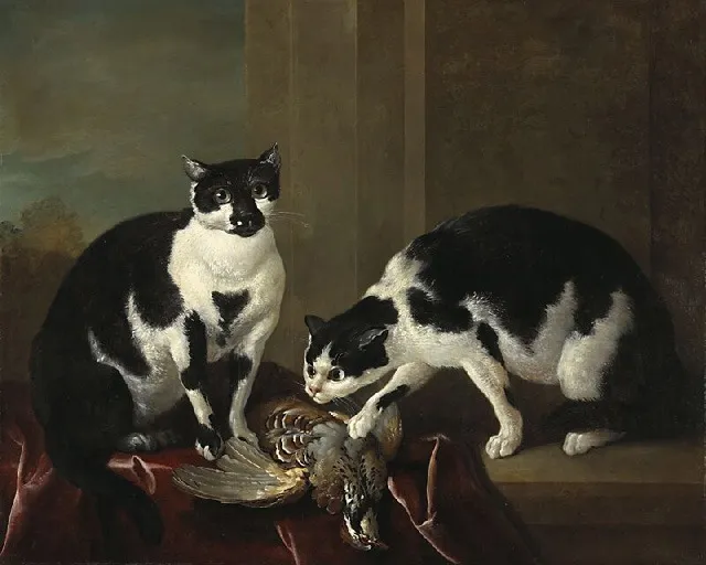Two Cats, by Jean-Baptiste Oudry, oil, 1725