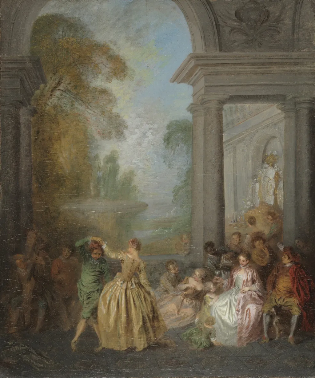 Dancers in a Pavilion, by Jean-Baptiste Pater, oil, 1720