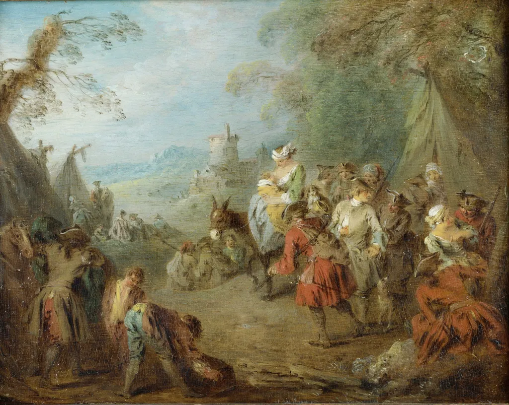 Encampment (Soldiers' Halt), by Jean-Baptiste Pater, oil, 1725