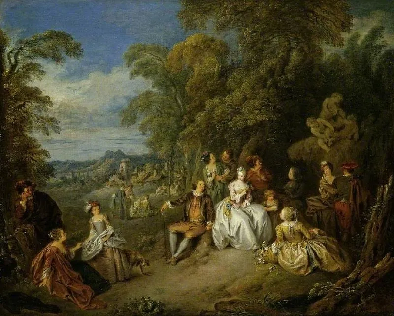 Fête champetre, by Jean-Baptiste Pater, oil, 1725