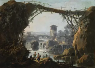 Landscape with Washerwomen and Peasants, by Jean-Baptiste Pillement, 1796