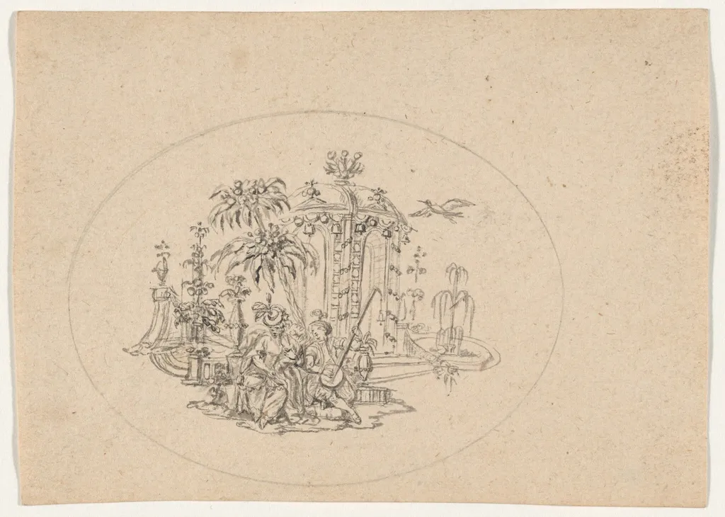 Two Chinoiseries, by Jean-Baptiste Pillement, graphite, 1775