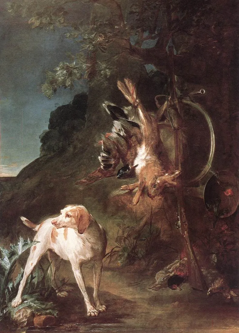 Dog and Game, by Jean-Baptiste-Siméon Chardin, oil, 1730