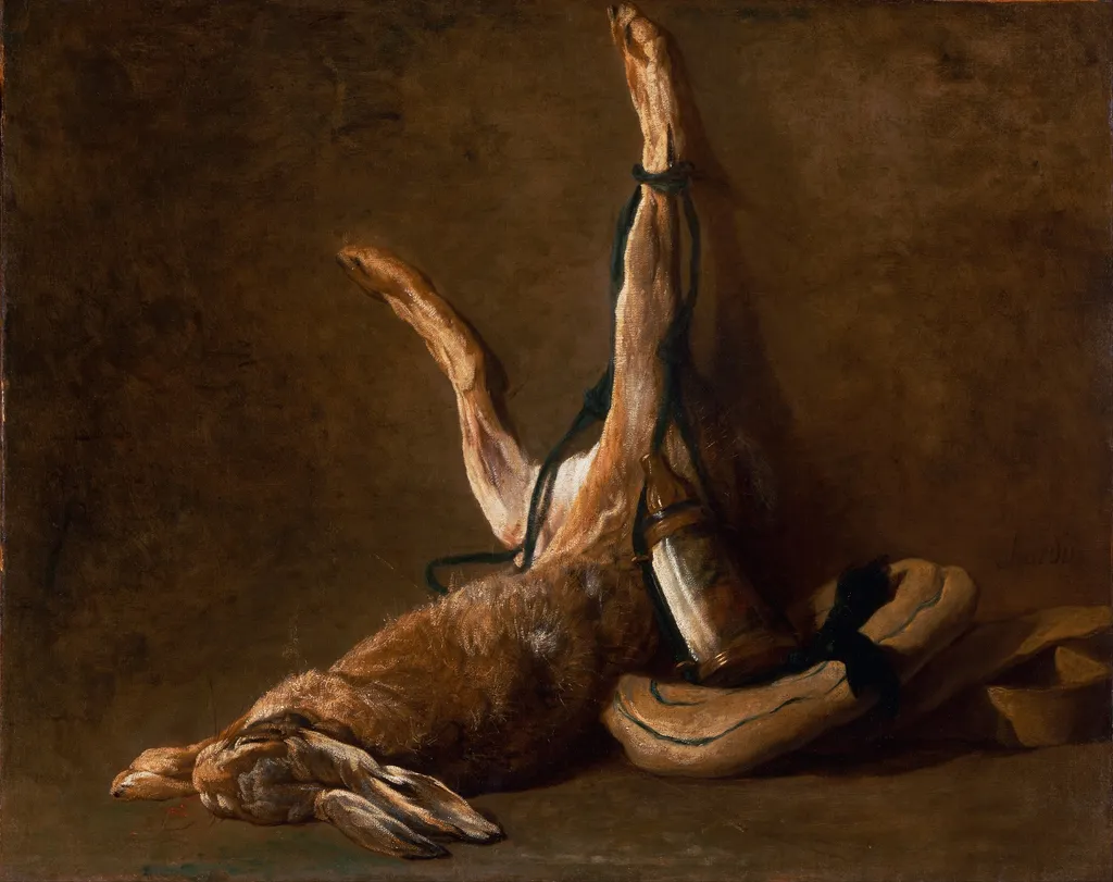 Still Life with a Hare, by Jean-Baptiste-Siméon Chardin, oil, 1730