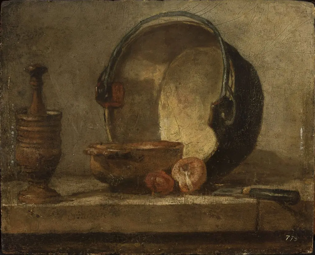 Still life with kitchen utensils, by Jean-Baptiste-Siméon Chardin