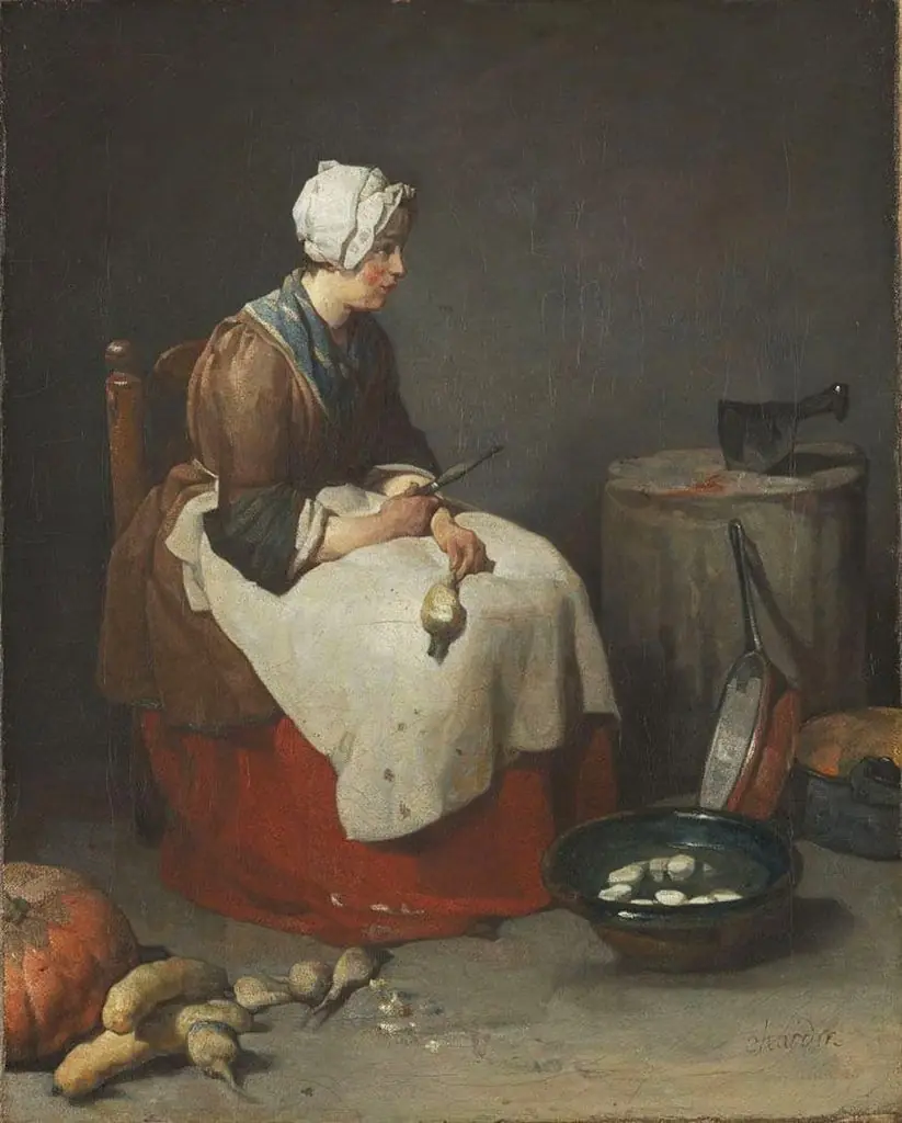 Woman peeling turnips, by Jean-Baptiste-Siméon Chardin