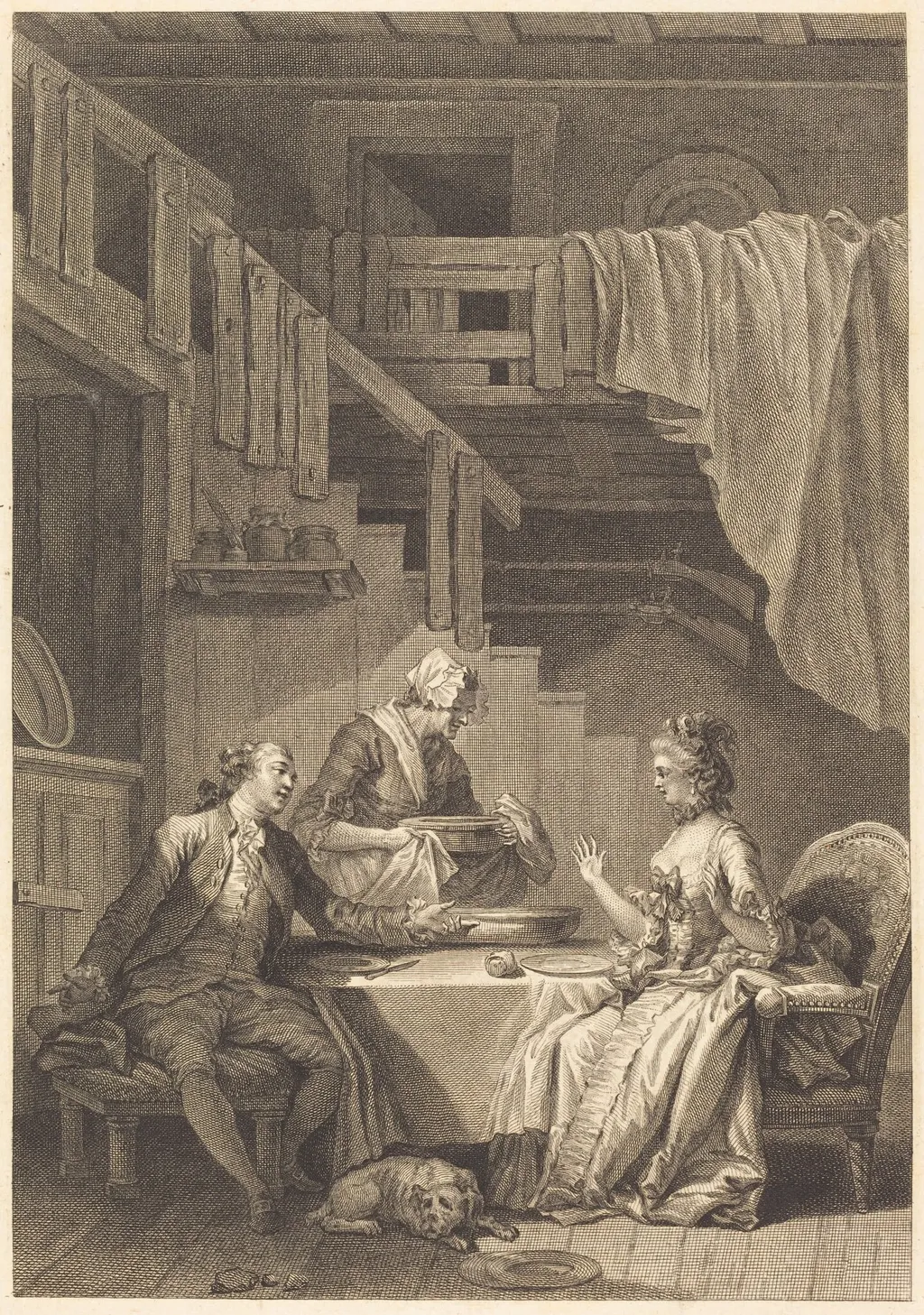 Le faucon, by Jean-Baptiste Tilliard, ink, 1774