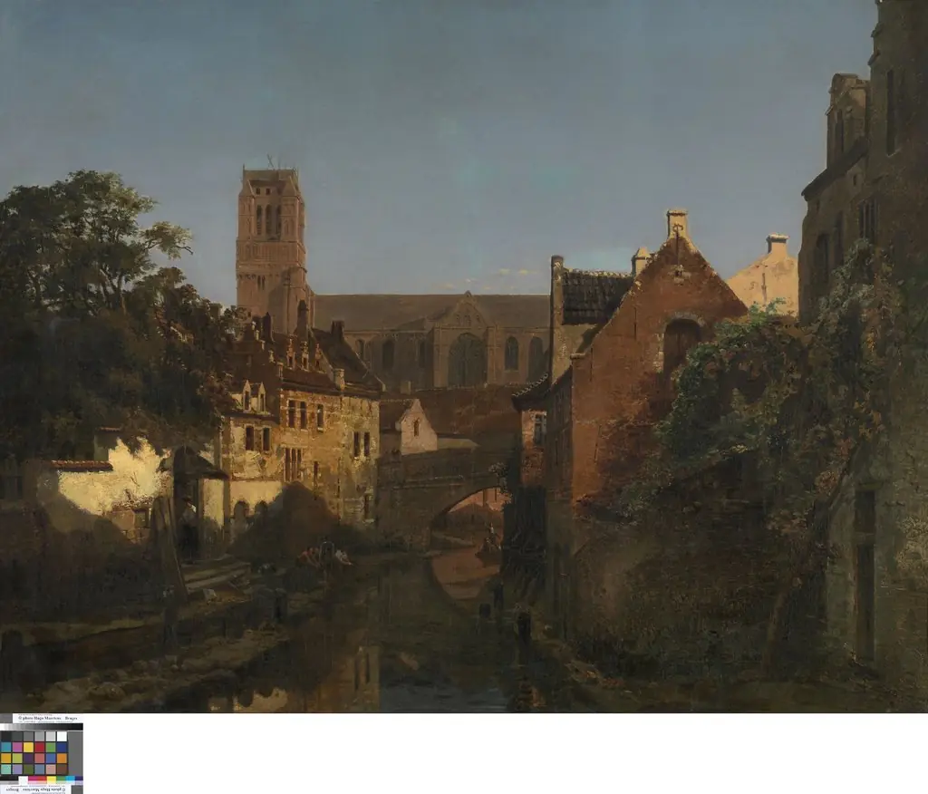 De Sint-Salvatorskerk in Brugge gezien vanop de Begijnhofbrug, by Jean-Baptiste Van Moer