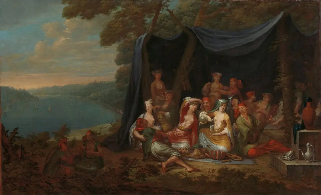 Fête champêtre with Turkish Courtiers under a Tent, by Jean Baptiste Vanmour