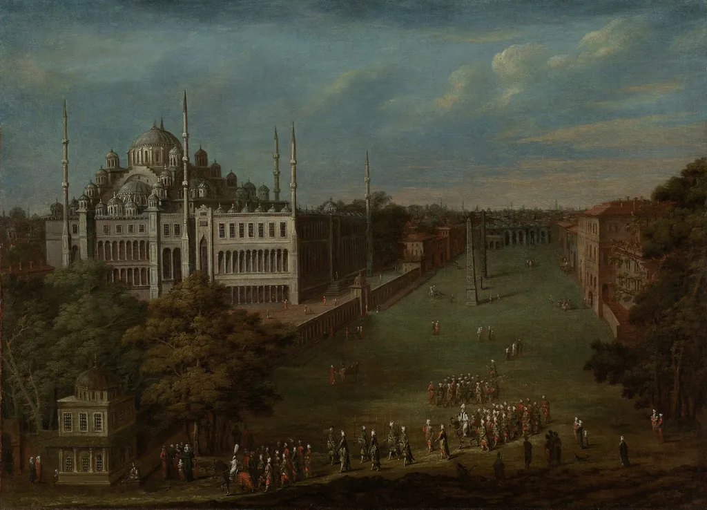 The Grand Vizier Crossing the Atmeydanı (Horse Square), by Jean Baptiste Vanmour, oil, 1728