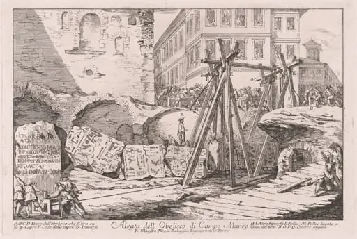 Alzata dell'Obelisco di Campo Marzio (Excavation of the Obelisk from the Campo Marzio), by Jean Barbault