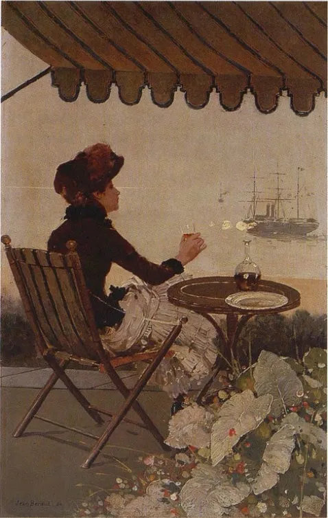 Seaside Café, by Jean Béraud, oil, 1892