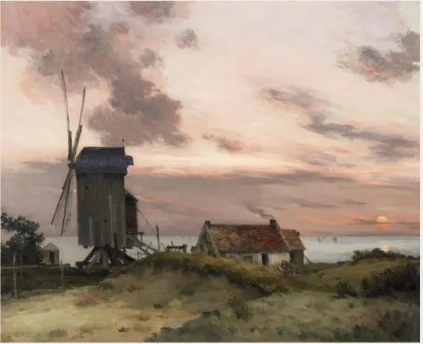Windmill on a Beach, by Jean Charles Cazin, oil, 1898