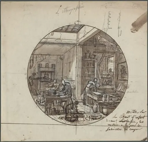Lithographic Workshop, by Jean Charles Develly